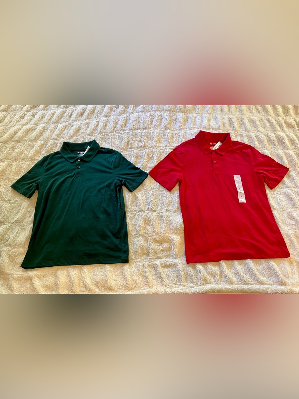Old Navy Polo Pair in Forest Green and Bright Red Boys Size Large (10-12)